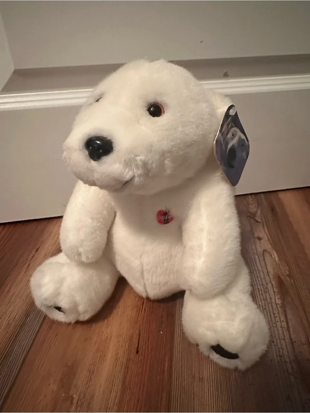 Vintage 1993 Coca Cola White Polar Bear Plush with Red Logo NWT